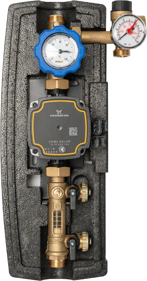 Grupa jednodrogowa z pompą Grundfos UPM3 Solar 15-75 – wnętrze